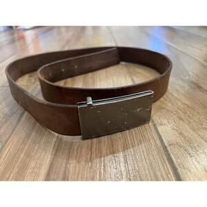 Ben Sherman Brown Leather Belt Metal Buckle Size 34” EB0256 100% Genuine Leather